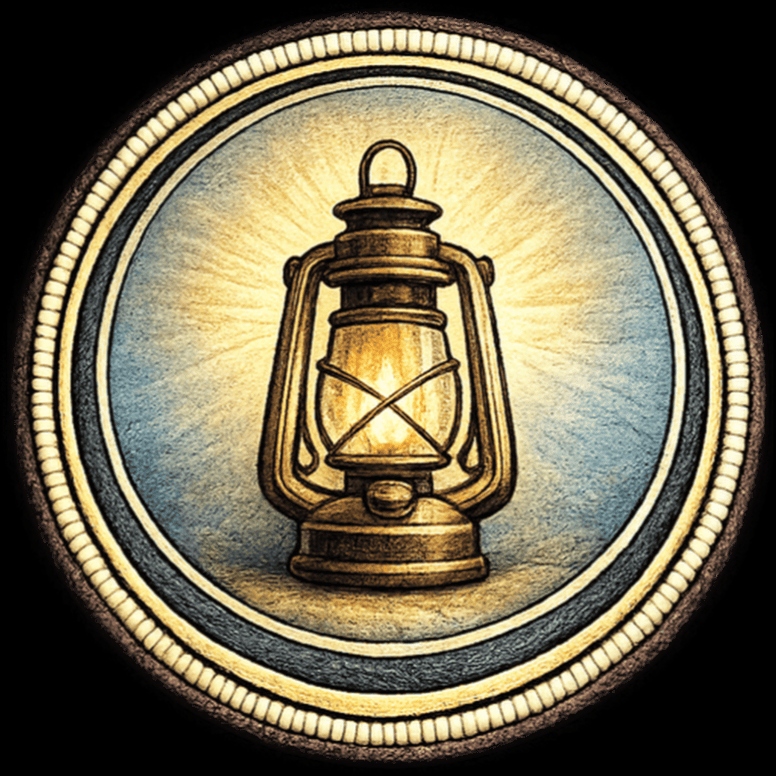 Lit gold lantern medal